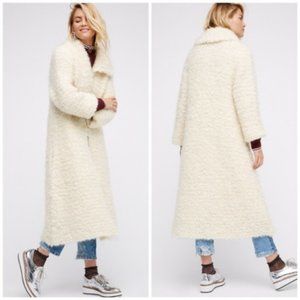 Free People Ivory Thick Mohair Oversize Coat